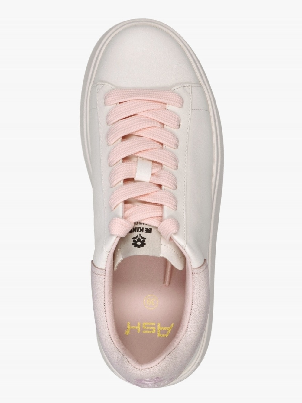 ASH Moby Be Kind White Bubble Gum Chrome Free Leather Trainers